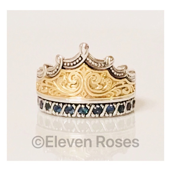Konstantino Jewelry - Konstantino Sterling & 18k Blue Topaz Crown Ring